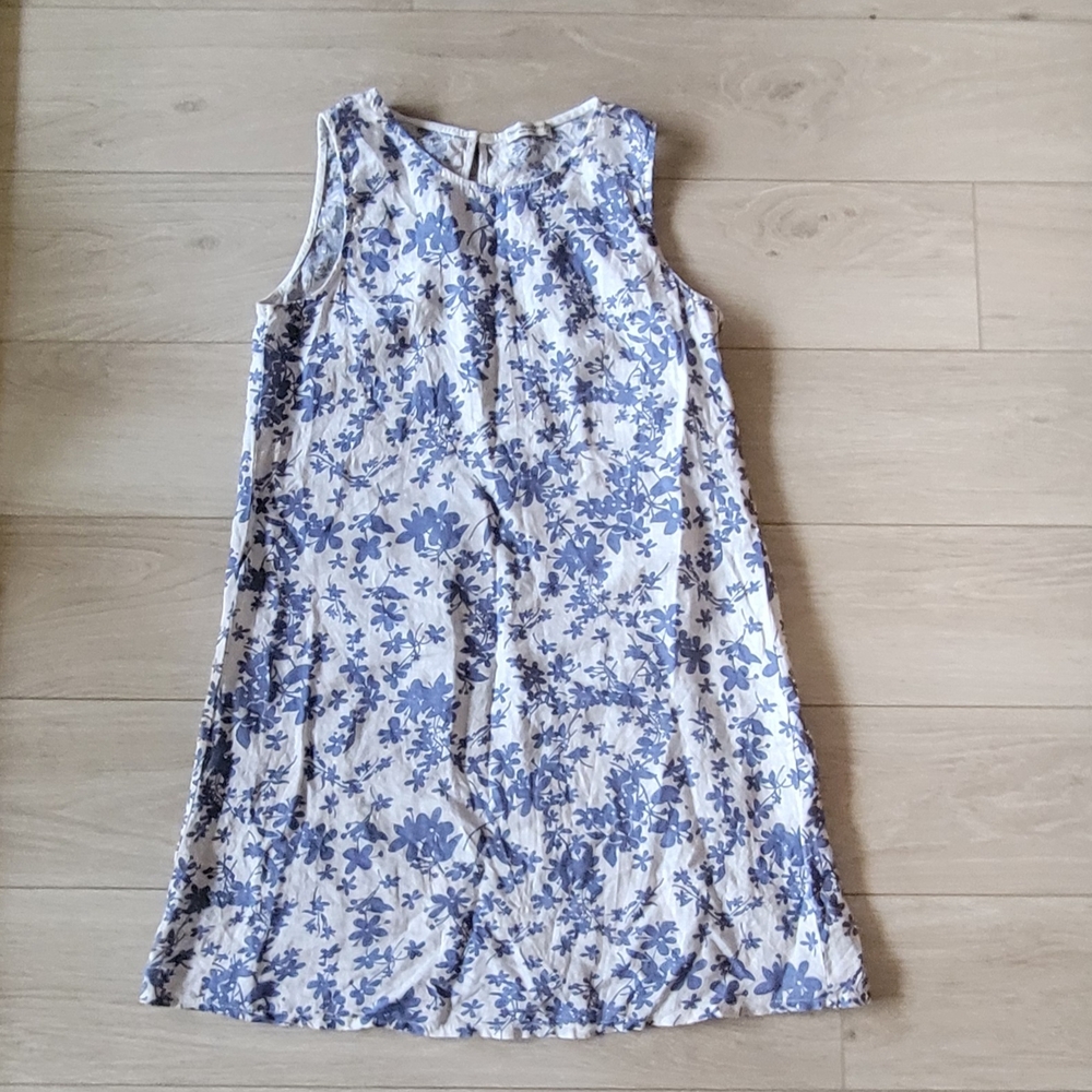 Floral Blue Sleeveless Dress